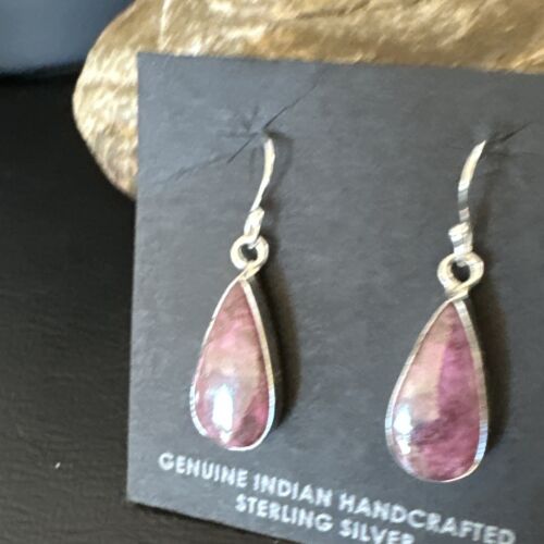 Purple Mojave Turquoise Dangle Earrings | Sterling Silver | Authentic Native American Handmade | 15784