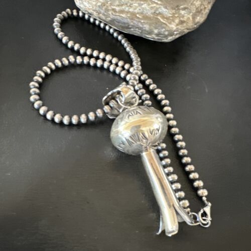 Native American Navajo Sterling Silver Necklace | 3.5" Naja Pendant | 20" | 16480