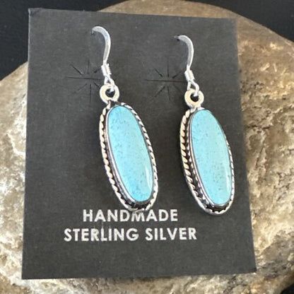 Women's Blue Dry Creek Turquoise Dangle Earrings | Navajo Sterling Silver | Authentic Native American Handmade | 16510