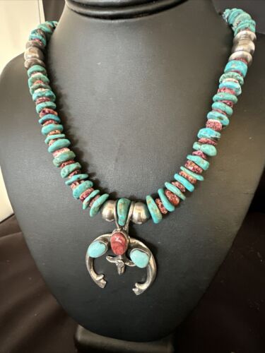 Navajo Men's Turquoise Purple Spiny Naja Pendant Necklace | Sterling Silver | Authentic Native American Handmade | 14953