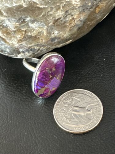 Southwestern Navajo Purple Mojave Turquoise Ring | Sterling Silver | Sz 8 | 15603