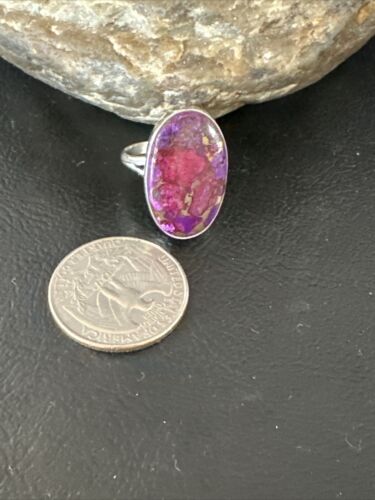 Southwestern Navajo Purple Mojave Turquoise Ring | Sterling Silver | Sz 8 | 15605