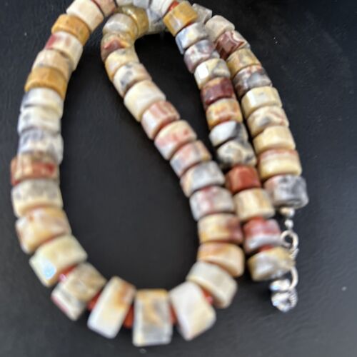 Southwestern Yellow Red Jasper Coral Necklace | 12mm Sterling Silver | Authentic Native American Handmade | 20" | 14433