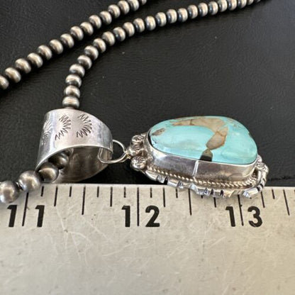 Navajo Pearls Turquoise Necklace with Royston Pendant | Sterling Silver | Authentic Native American Handmade | 17130