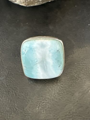 Navajo Blue Larimar Ring | Sterling Silver | Sz 9.5 | Authentic Native American Handmade | 17587
