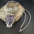 Navajo Pearls Purple Sugilite Pendant Necklace | Sterling Silver Beads | Authentic Native American Handmade | 15375