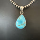Blue Kingman Turquoise Pendant | Navajo Pearls | Sterling Silver Necklace 20" | 17010