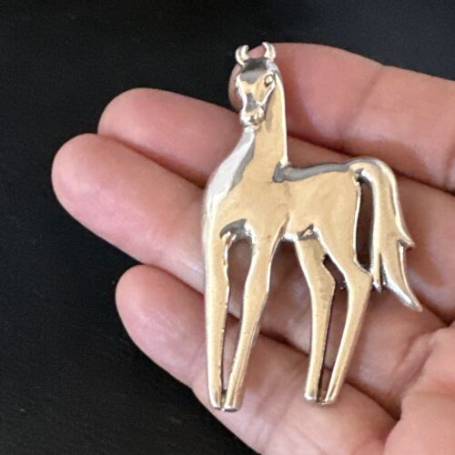 Navajo Horse Pendant Necklace | Sterling Silver | 2.25" | Authentic Native American Handmade | 15172