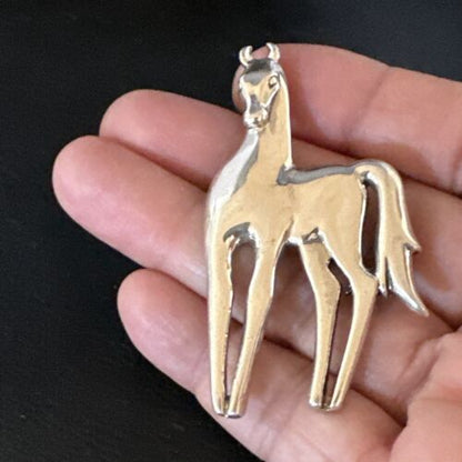Navajo Horse Pendant Necklace | Sterling Silver | 2.25" | Authentic Native American Handmade | 15172
