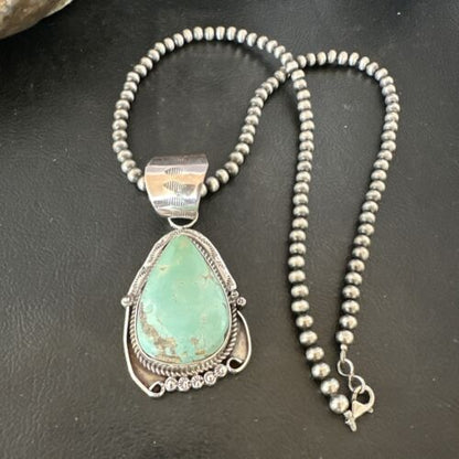 Women's Royston Turquoise Pendant Necklace | Navajo Pearls | Sterling Silver | 17061