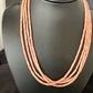 Pink Coral Tube Heishi Bead Necklace | 4 Strand Navajo Sterling Silver | 18" | 15279