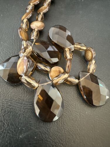 Navajo Smokey Quartz Teardrop Necklace | Sterling Silver | Authentic Native American Handmade | 17495