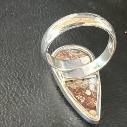 Women's Wild Horse Turquoise Ring | Navajo Sterling Silver | Sz 8 Adjustable | Authentic Native American Handmade | 15555