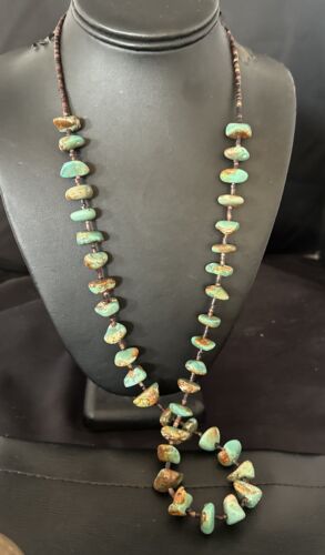 Navajo Royston Turquoise Shell Heishi Bead Necklace | Sterling Silver | 30" | 16955