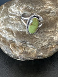 Navajo Green Gaspeite Ring | Sterling Silver | Sz 7.5 | Authentic Native American Handmade | 16400