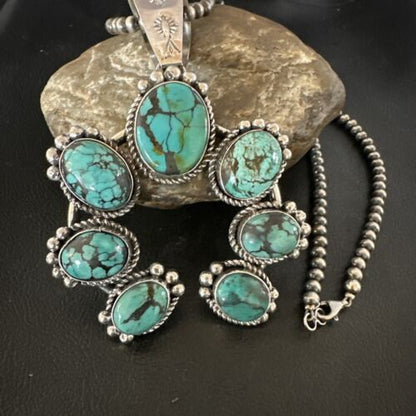 Navajo Spiderweb Turquoise Naja Pendant | Sterling Silver | Authentic Native American Handmade | 16807