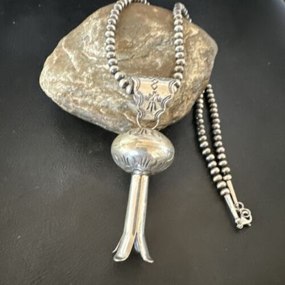 Native American Navajo Sterling Silver Necklace | 3" Naja Pendant | 20" | 16803