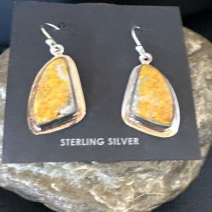 Navajo Bumblebee Jasper Earrings | Sterling Silver | Authentic Native American Handmade | 15823