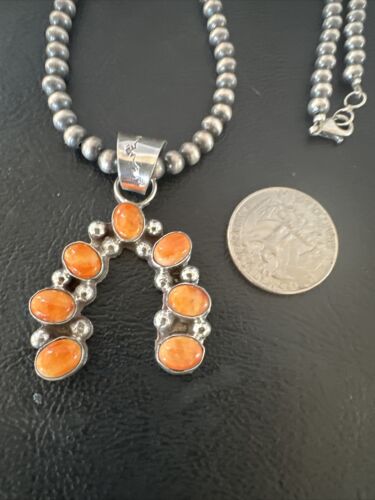 Navajo Spiny Oyster Naja Pendant Necklace | Sterling Silver | 20" | Authentic Native American Handmade | 15756