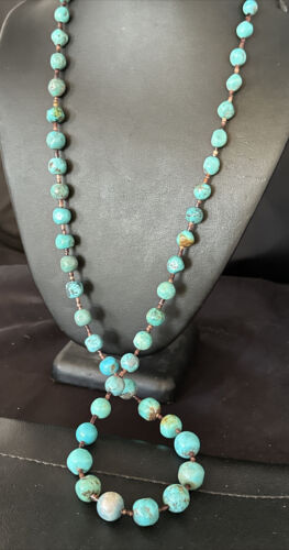 Navajo Turquoise Shell Heishi Necklace | Sterling Silver Beads | Authentic Native American | 30" | 15087
