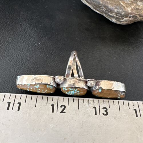 Navajo Blue Turquoise #8 Multi-Stone Ring | Authentic Native American Sterling Silver | Sz 9.5 | 16635