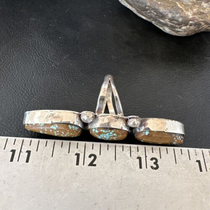Navajo Blue Turquoise #8 Multi-Stone Ring | Authentic Native American Sterling Silver | Sz 9.5 | 16635