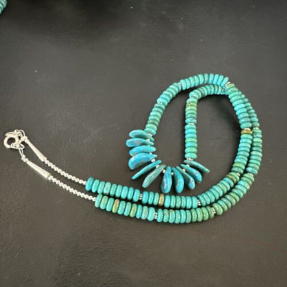Men's Navajo Blue Turquoise Necklace | Sterling Silver | 22" | Authentic Native American Handmade | 15769