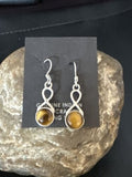 Navajo Coffee Tiger's Eye Dangle Earrings | Sterling Silver | Authentic Native American Handmade | 14921