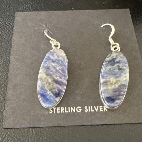 Blue Denim Lapis Dangle Earrings | Sterling Silver | 1" | 15808