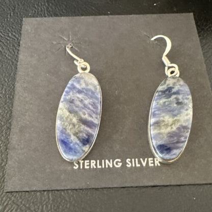Blue Denim Lapis Dangle Earrings | Sterling Silver | 1" | 15808
