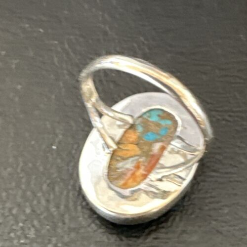 Navajo Turquoise Spiny Oyster Ring | Sterling Silver | Sz 8 | Authentic Native American Handmade | 16622