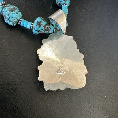 Navajo Kingman Turquoise Nugget Pendant | Sterling Silver Necklace | Multi-Stone | 21" | 17507