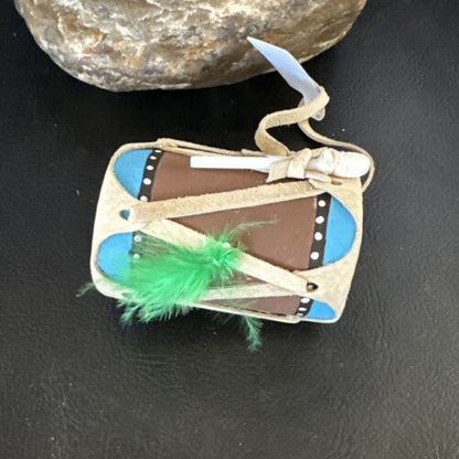 Handmade Miniature Leather Drum Car Charm | 2" Mirror Dangler | 8931