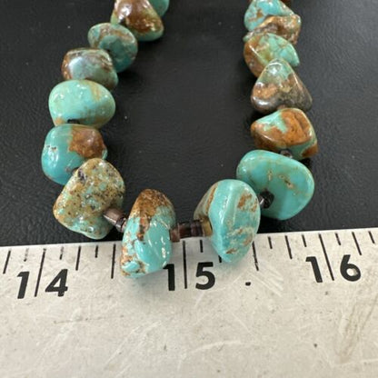 Navajo Royston Turquoise Shell Heishi Bead Necklace | Sterling Silver | 30" | 16955