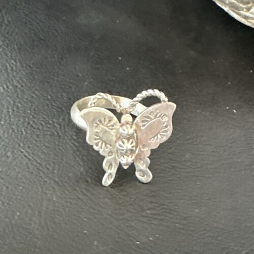 Navajo Sterling Silver Butterfly Ring | Sz 7.5 | Authentic Native American Handmade | 16972