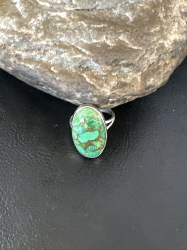 Navajo Green Mojave Turquoise Ring | Sterling Silver | Sz 7 | Authentic Native American Handmade | 15593