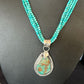 Blue Turquoise Pendant | Navajo Pearls | Sterling Silver Bead Necklace 17" | Multi-Strand | 15994
