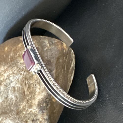 Navajo Purple Spiny Oyster Cuff Bracelet | Sterling Silver | Authentic Native American Handmade | 15159
