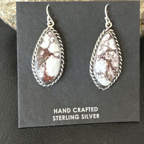 Navajo Wild Horse Turquoise Dangle Earrings | Sterling Silver | Authentic Native American Handmade | 16518