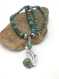 Navajo Turquoise #8 & Spiny Oyster Pendant Necklace | Sterling Silver | 22" | Authentic Native American Handmade | 2635