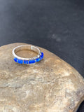 Native American Navajo Blue Opal Inlay Ring | Sterling Silver | Sz 7.5 | Handmade by Yazzie | 10621