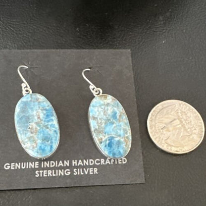 Blue Denim Lapis Dangle Earrings | Sterling Silver | 1" | 15792