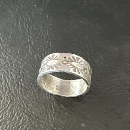 Navajo Stamped Sterling Silver Wide Band Pinky Ring | Sz 4.5 | Authentic Native American Handmade | 15297