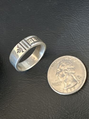 Men's Wedding Band | Navajo Stamped 14K Gold Sterling Silver Ring | Sz 10 | 15463