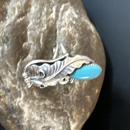 Navajo Blue Turquoise Ring | Sterling Silver | Sz 5.5 | Authentic Native American Handmade | 15404