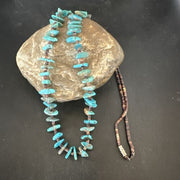 Navajo Kingman Turquoise Shell Necklace | Sterling Silver | 28" | Authentic Native American Handmade | 17398