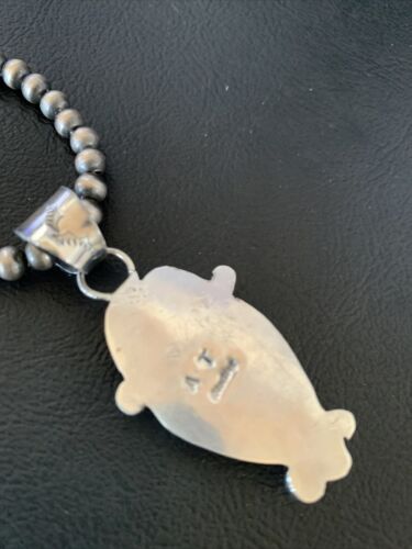 Native American Men's Navajo Pearls Necklace with Black Onyx Pendant | Sterling Silver | 13098