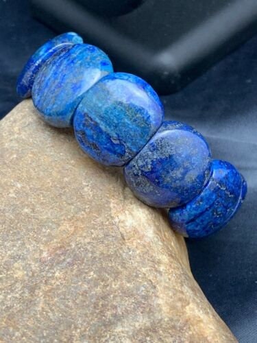 Navy Blue Lapis Stone Stretch Bracelet | 7.25" Stretchable | Authentic Native American Handmade | 4601