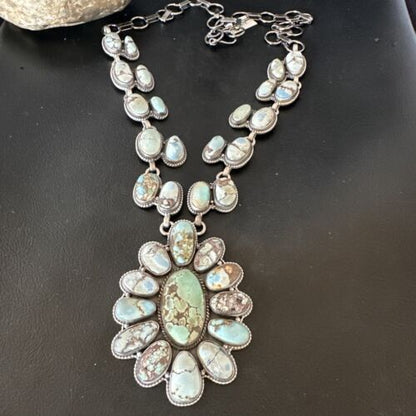 Navajo Blue Golden Hills Turquoise Lariat Necklace Pendant | 16181 | Authentic Native American Handmade