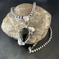 Navajo Pearls Black Onyx Necklace Pendant | Sterling Silver | Authentic Native American Handmade | 16527